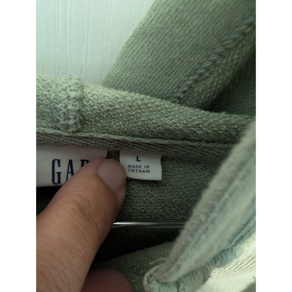 Gap French Terry Knit Cropped Hoodie 1/4 Zip Sage Mint Green Sz Large - Picture 4 of 5